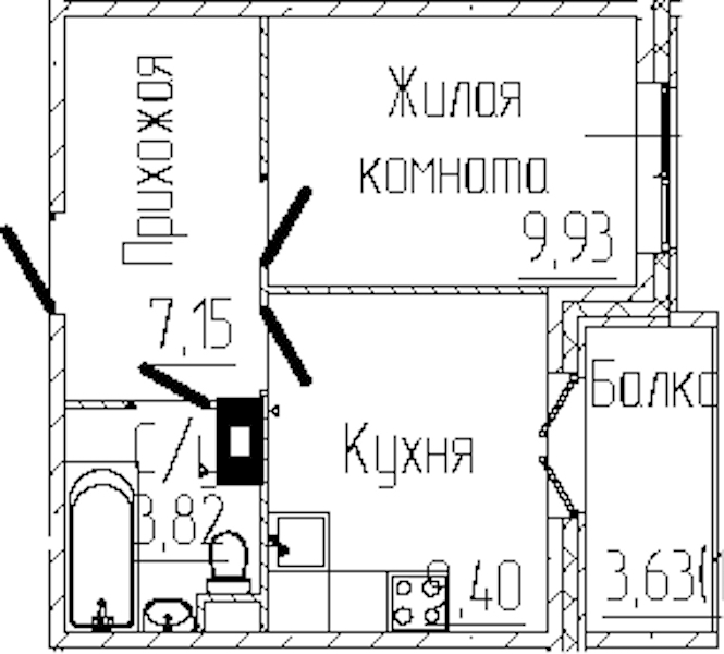 1-комнатная квартира 31.39 м², 5/8 эт., ЖК «SERTOLOVO PARK»